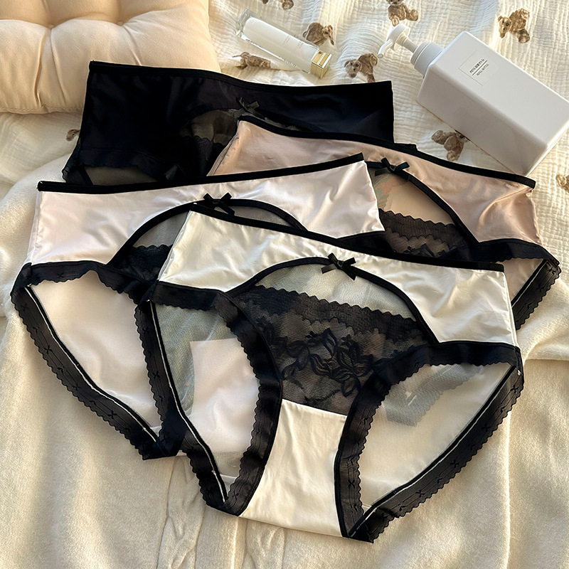 大码性感女士内裤女胖MM200斤荷尔蒙蕾丝边纯欲风镂空中腰日系风