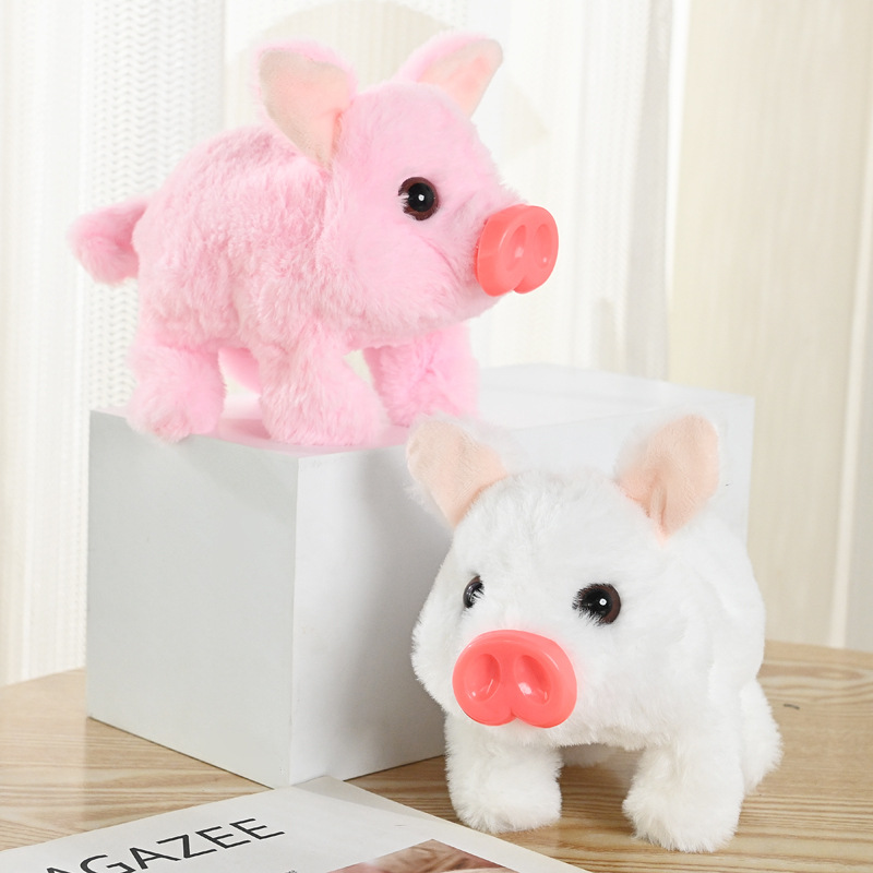 Electric plush leash, little pig simulation, walking and swaying, electronic pet, role-playing doll, children's toy details Picture