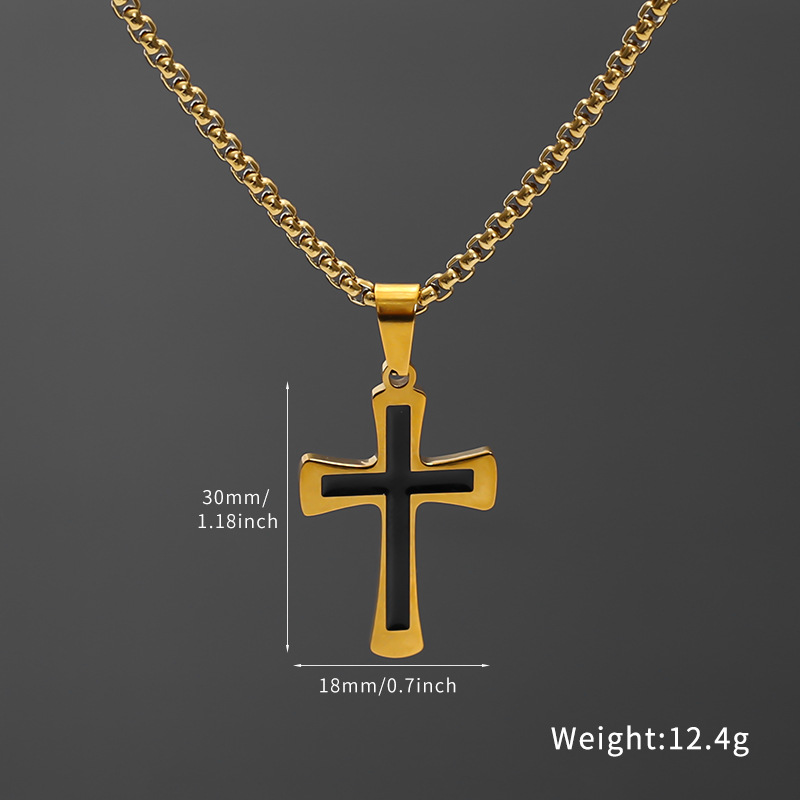 Cross-border European and American oil-dripping cross necklace for men, punk hip-hop simple and versatile long titanium steel necklace for both men and women Application Scenario