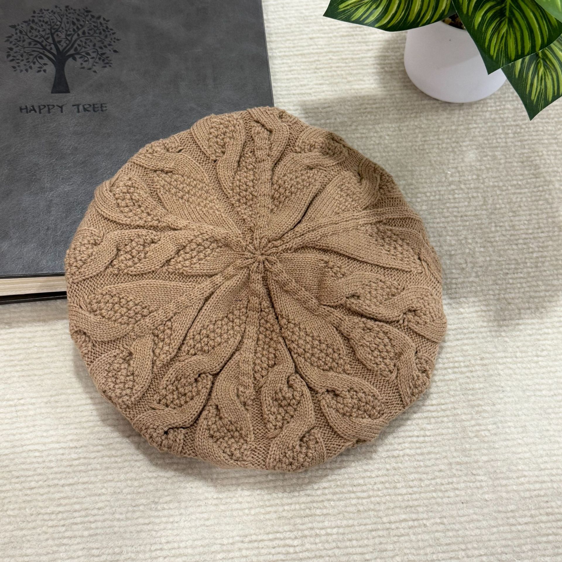 Women's autumn and winter thickened beret with cashmere hat, cross-border export single knitted beret from South Korea Application Scenario