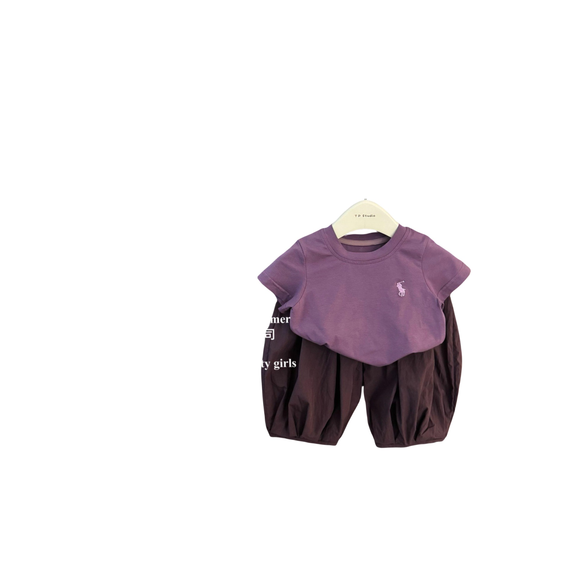 ¡En lima! Púrpura korea mujer bebé bebé bordado camiseta bloomer traje moda Item Picture