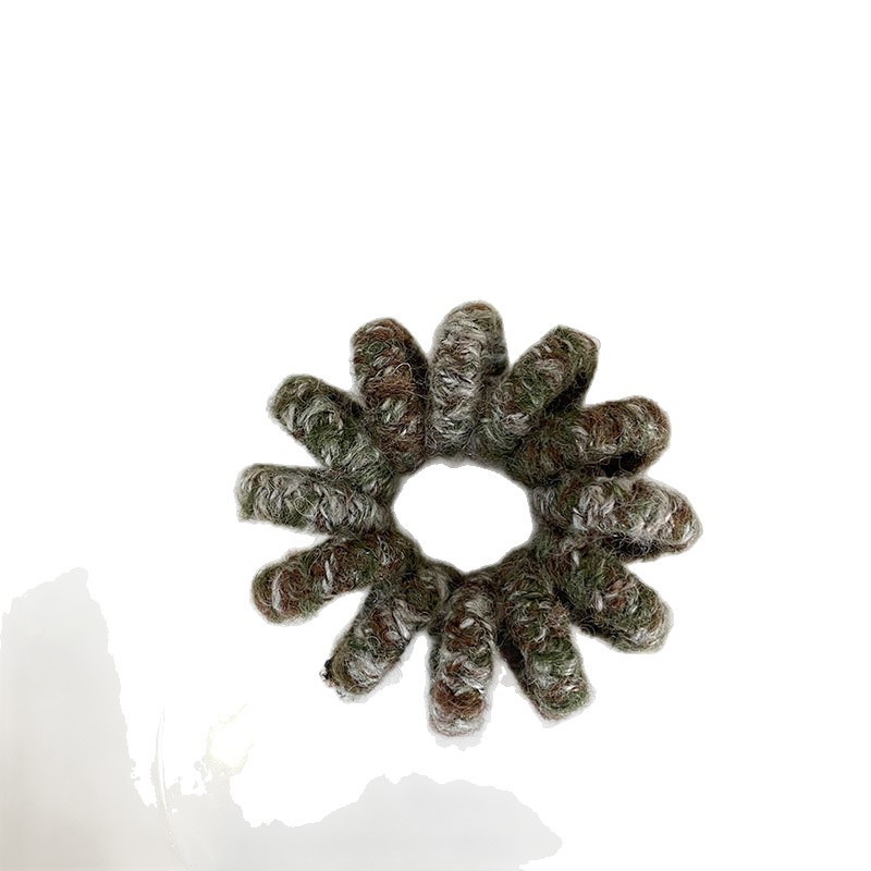 New Korean-style autumn and winter woolen phone hair band, children's retro, versatile, high-elasticity bun, hair tie, ponytail hair accessory Item Picture