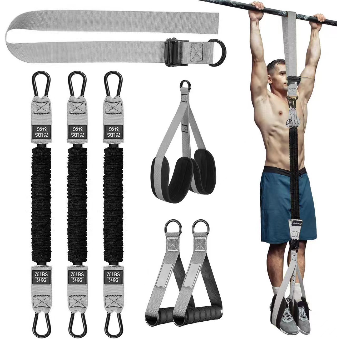 Pull-up support belt 1, high school entrance examination auxiliary belt trainer, horizontal bar elastic rope, indoor household resistance belt wholesale Specification image