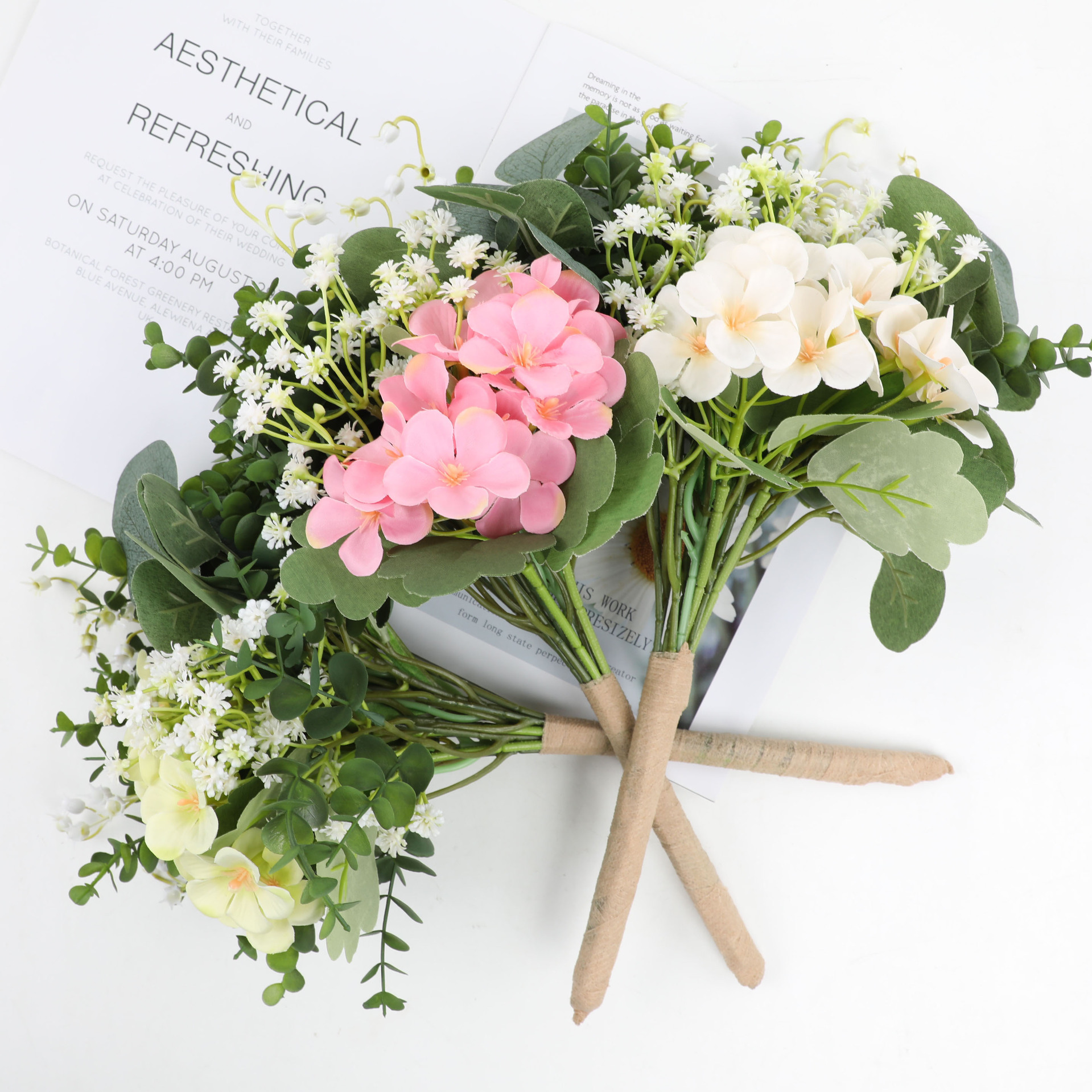 仿真花DIY发饰配件/假花/5朵塑膠花/仿真花/假花批发产品图