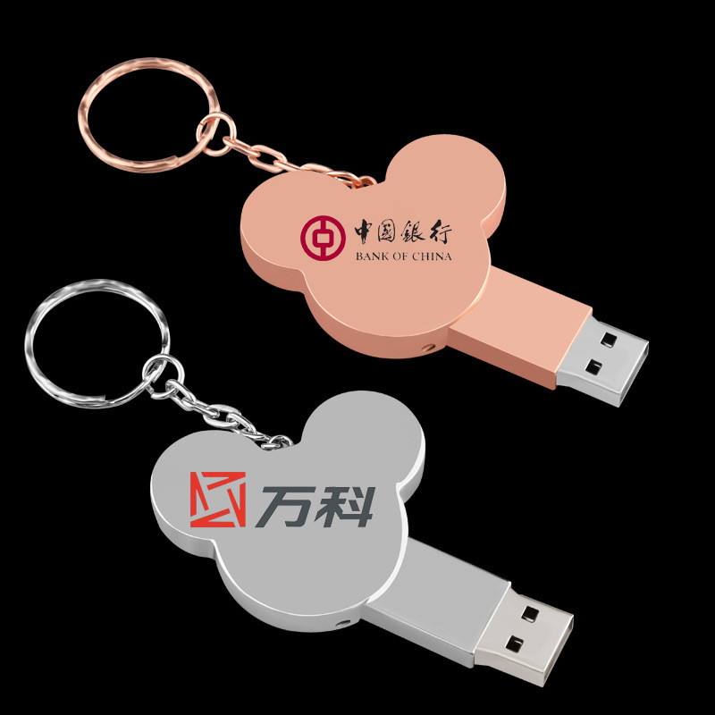 批发创意扣米奇头u盘32G/64G/128G金属U盘可定[[制LOGO礼品优盘详情图3