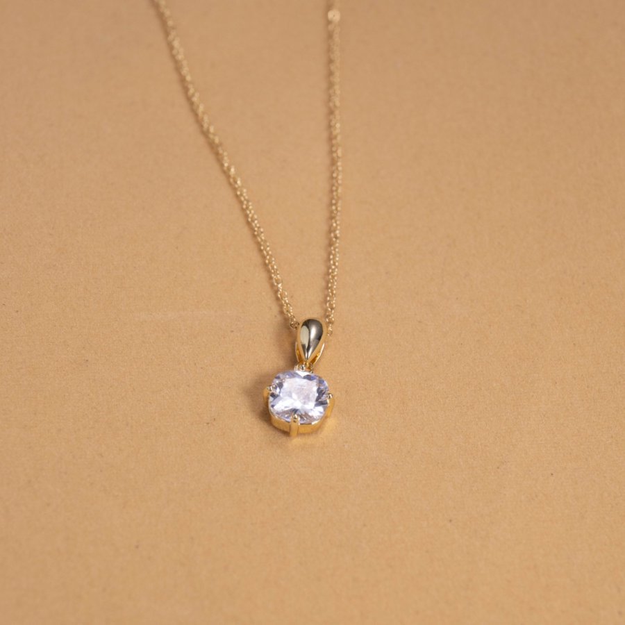 新款铜镀真金镶锆石项链女简约四爪锆石轻奢风个性百搭锁骨链跨境产品图