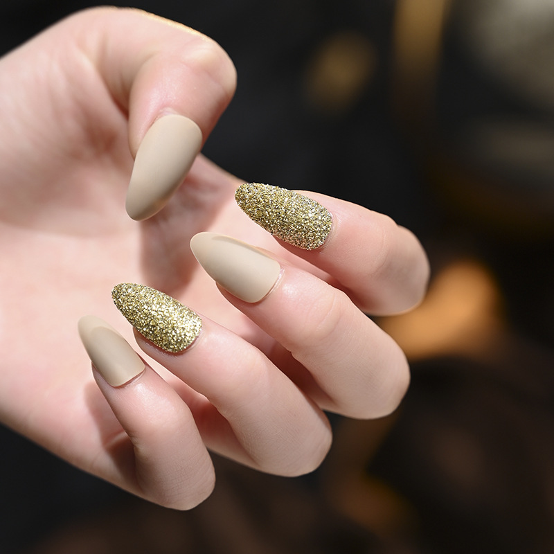 Customized OEM frosted wearable nail art false nails, 24-piece box nail patches, finished nail patches, glitter powder customization Specification image