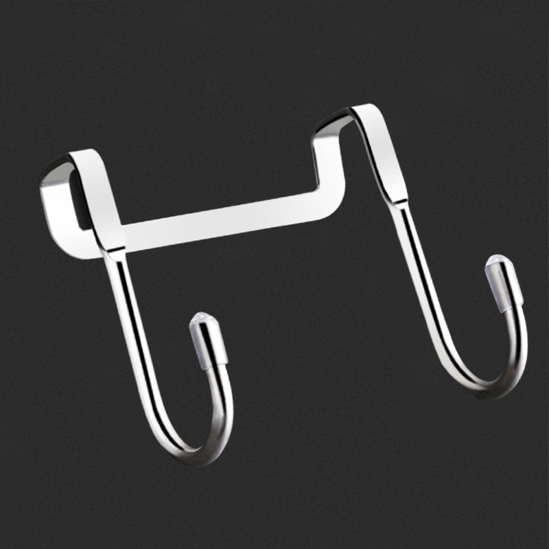 Stainless steel no-drilling cabinet door traceless hooks, S-shaped double hooks, rear hangers, multi-functional hooks on the back of the door
