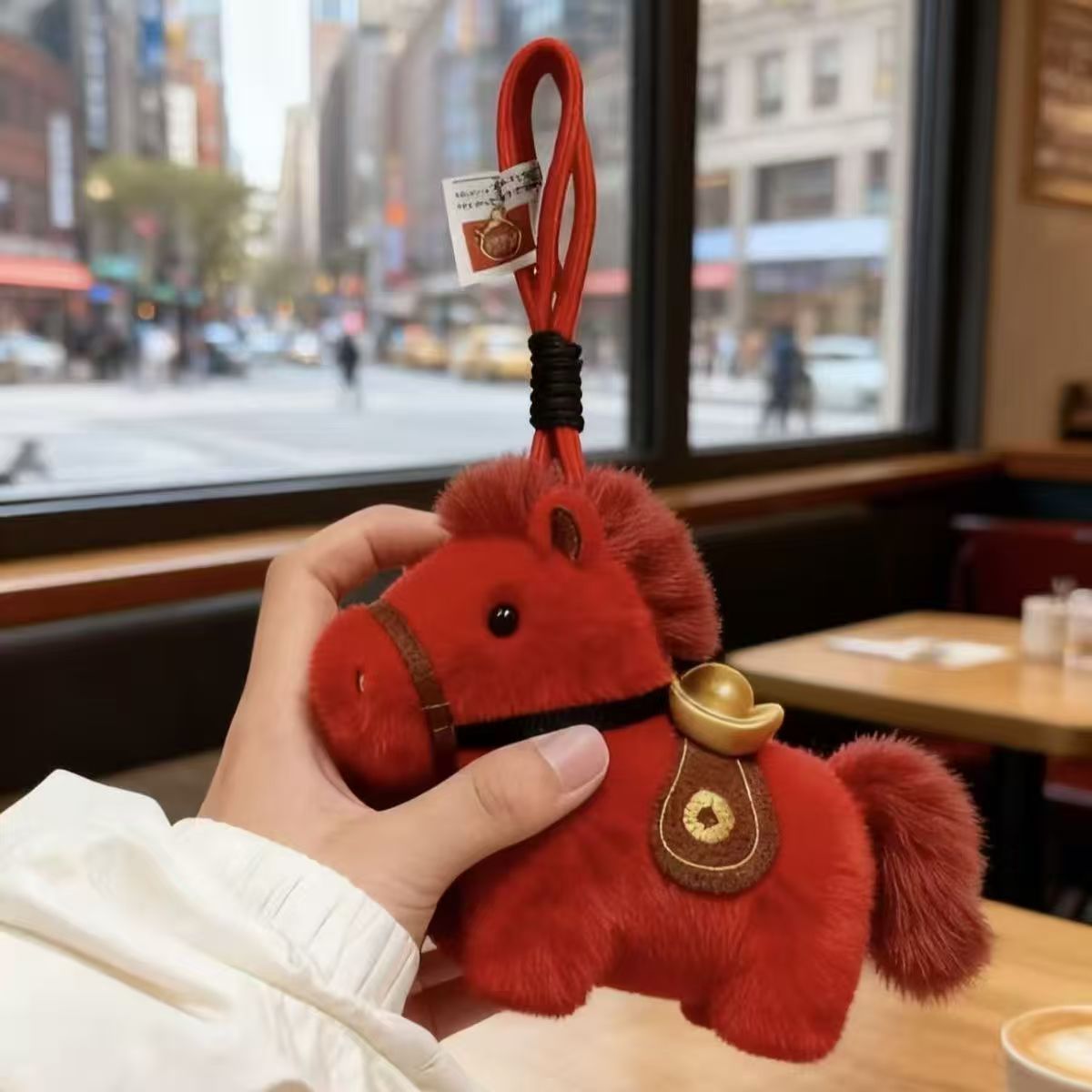 Soon there will be money, Yuan, BMW bag, keychain, car, horse Year mascot, red jewelry, little red horse of the zodiac year Specification image