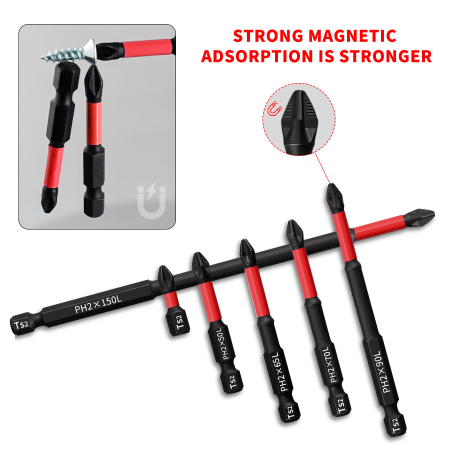 PH2 Magnetic anti-slip cross screwdriver head set 25-150mm screwdriver head high-hardness electric screwdriver tool Application Scenario