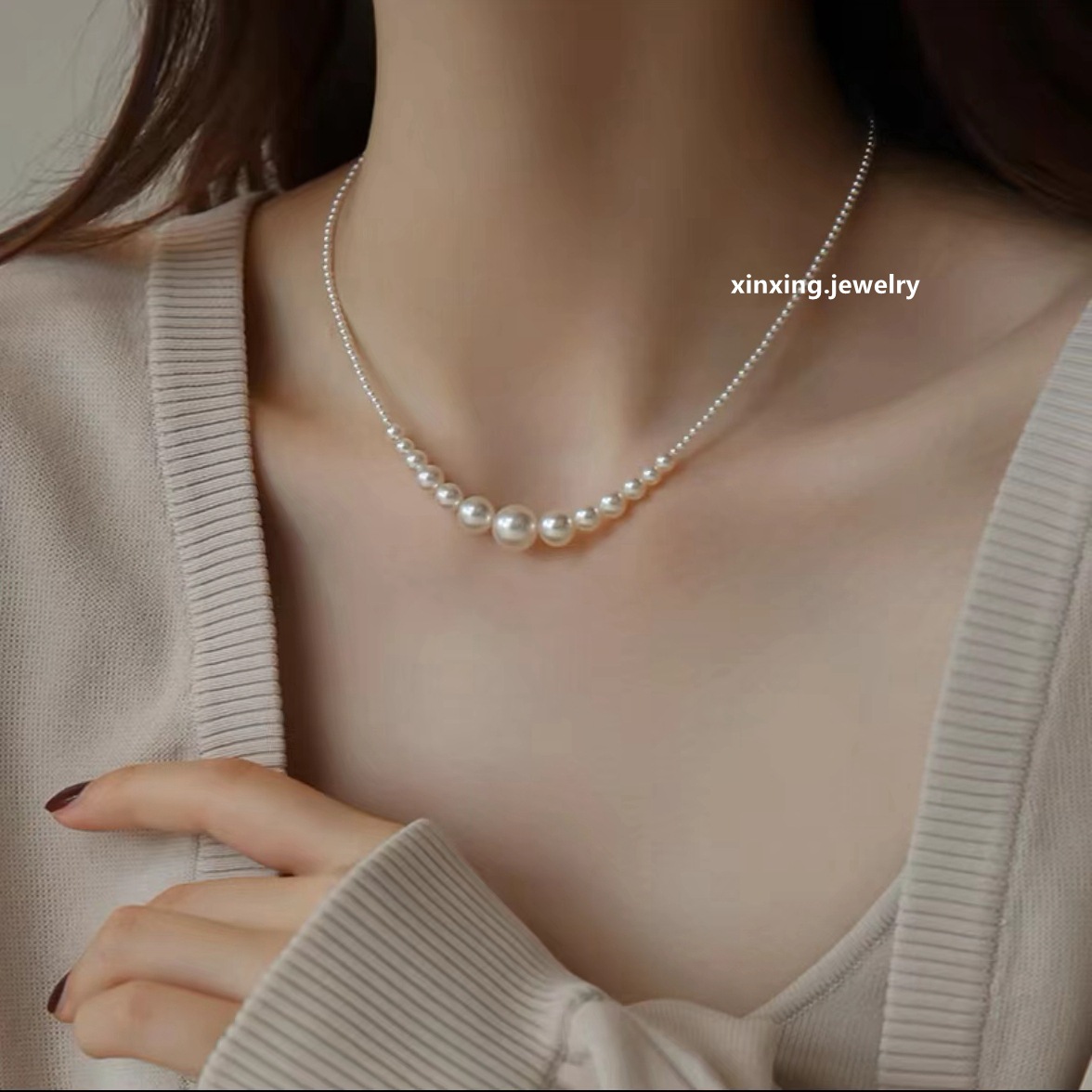 New product recommendation: Smile Pearl Chain, High-gloss combination pearl necklace, collarbone chain, Light luxury and high-end ladies' necklace