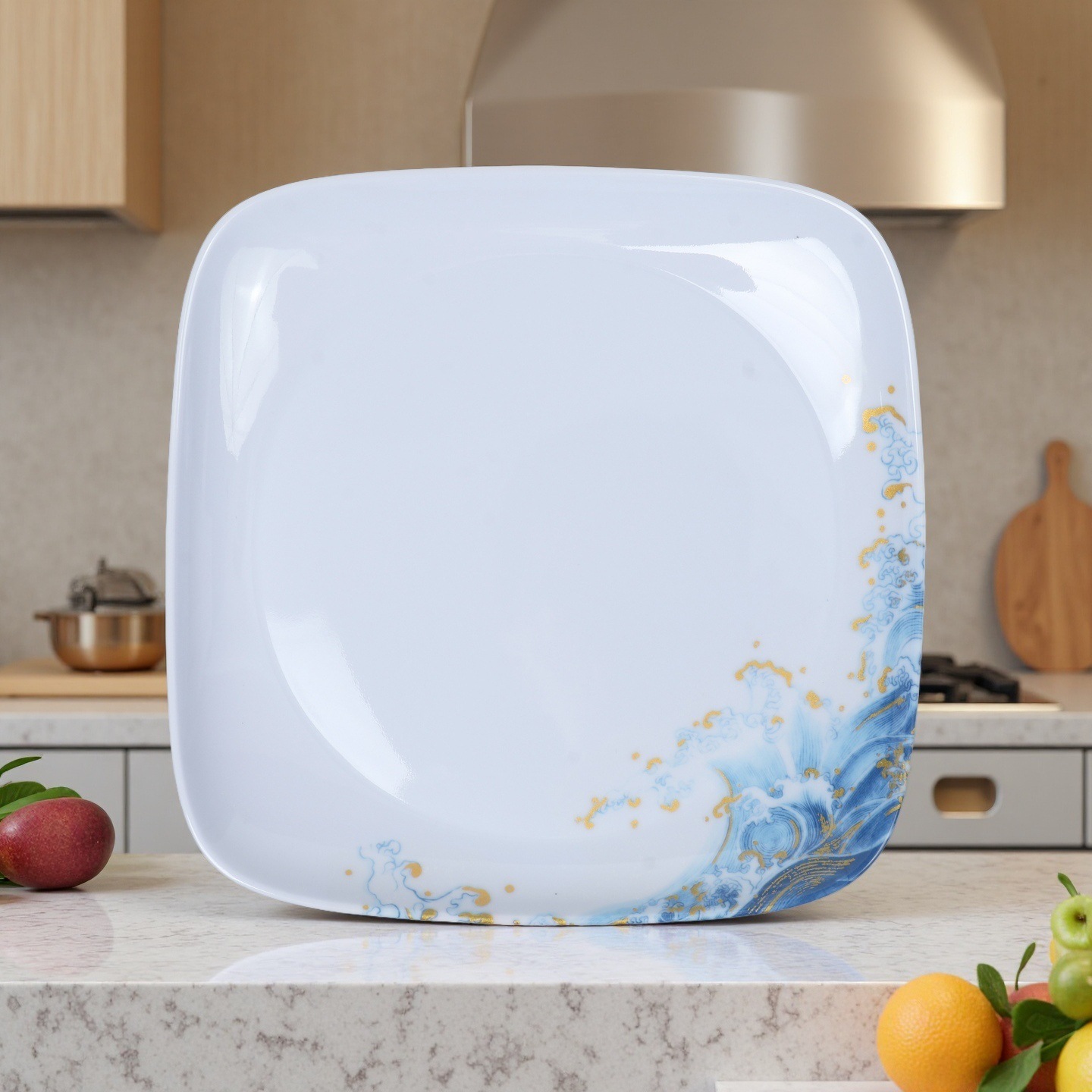 Nordic melamine tableware for foreign trade, Ins-style square plastic dinner plates, barbecue plates, restaurant and hotel snack plates, stir-frying plates Specification drawing