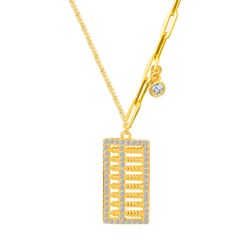 925 Silver Abacus Necklace for Girls, high-end quality, versatile, Chinese-style golden abacus pendant Silver jewelry batch Item Picture