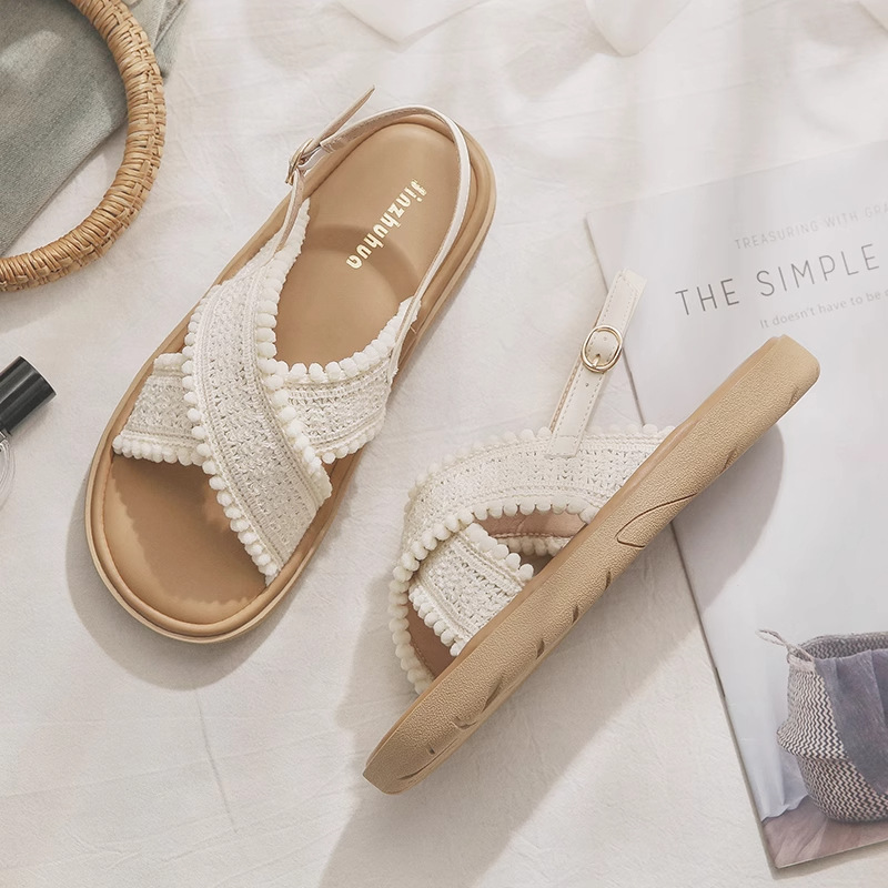 法式小凉鞋女夏季真皮平底百搭不累脚外穿2025新款配裙子女鞋详情3