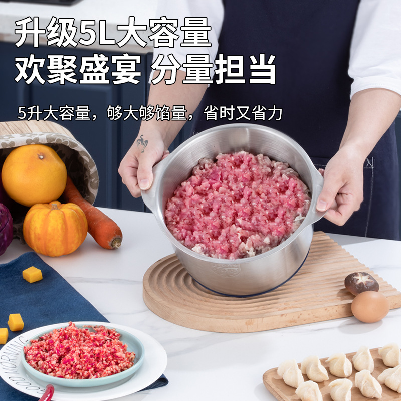 New stainless steel fully automatic meat grinder, household blender, 5L large capacity, multi-functional meat mincing machine details Picture