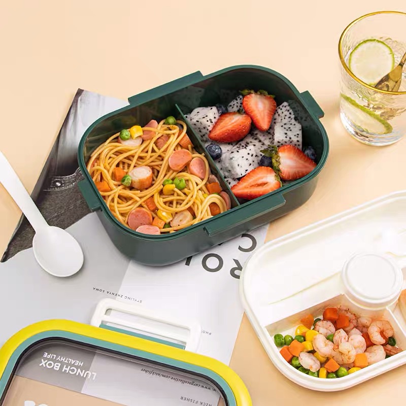 Double-layer lunchbox with compartments, no cross-contamination of flavors, microwave-safe plastic food box, lunchbox, bento box, salad box Application Scenario