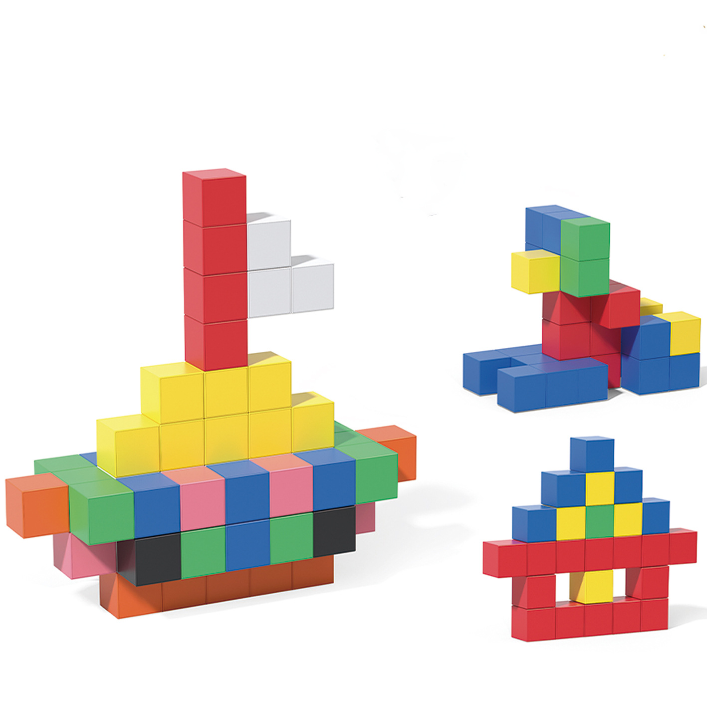 Magnetic cube children's assembly puzzle building blocks, math teaching AIDS, spatial three-dimensional thinking, magnetic upright body, four-sided cross-border Specification image
