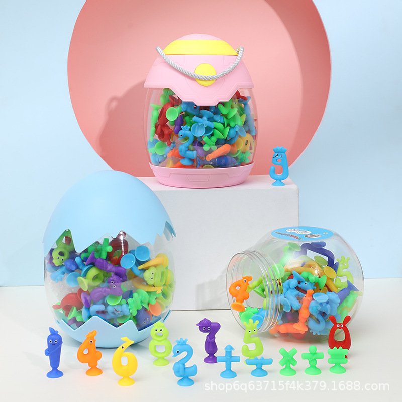 Suction cup digital sticky Fun children's bathroom bathing toy Animal Suction Fun Early education cognitive intelligence assembly toy Specification image