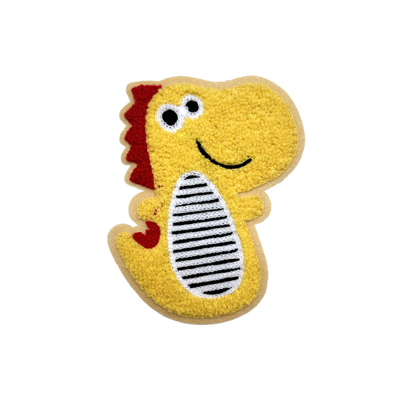 卡通图案时尚毛巾绣猫咪小狗恐龙小鹿布贴儿童衣服辅料补丁绣花贴白底实物图