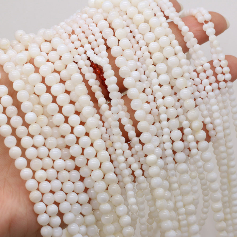 Exquisite natural freshwater round white shell beaded DIY jewelry accessories, handcrafted semi-finished jewelry production and wholesale Application Scenario