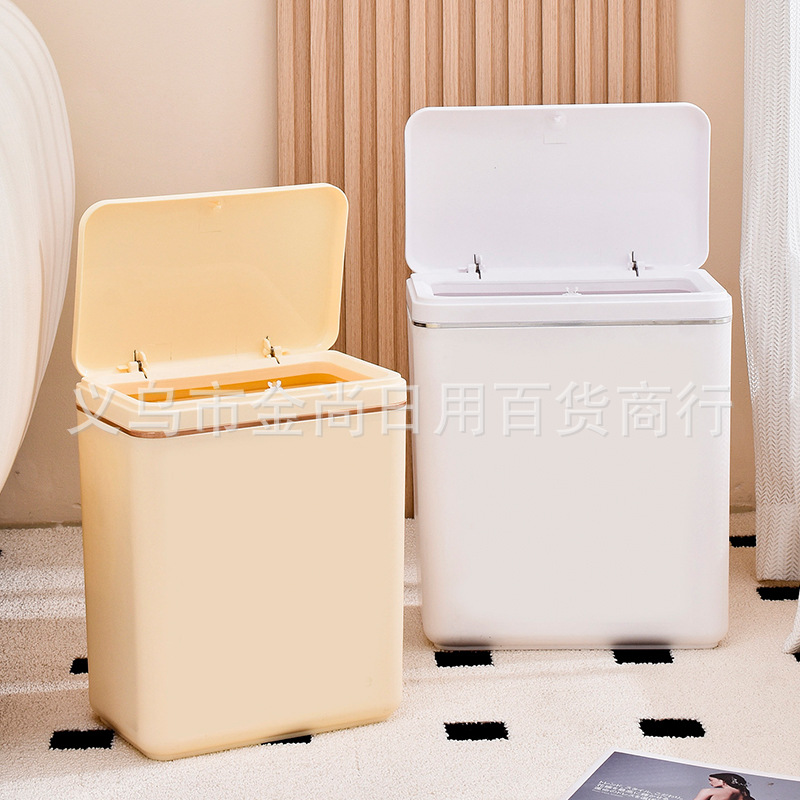High appearance level wall-mounted trash can, large capacity wastebasket for home living room, cartoon kitchen, large plastic lid storage bucket details Picture