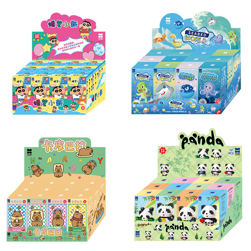 A complete set of Crayon Shin-chan blind box series puzzle building toys, birthday gift building blocks for boys and girls details Picture
