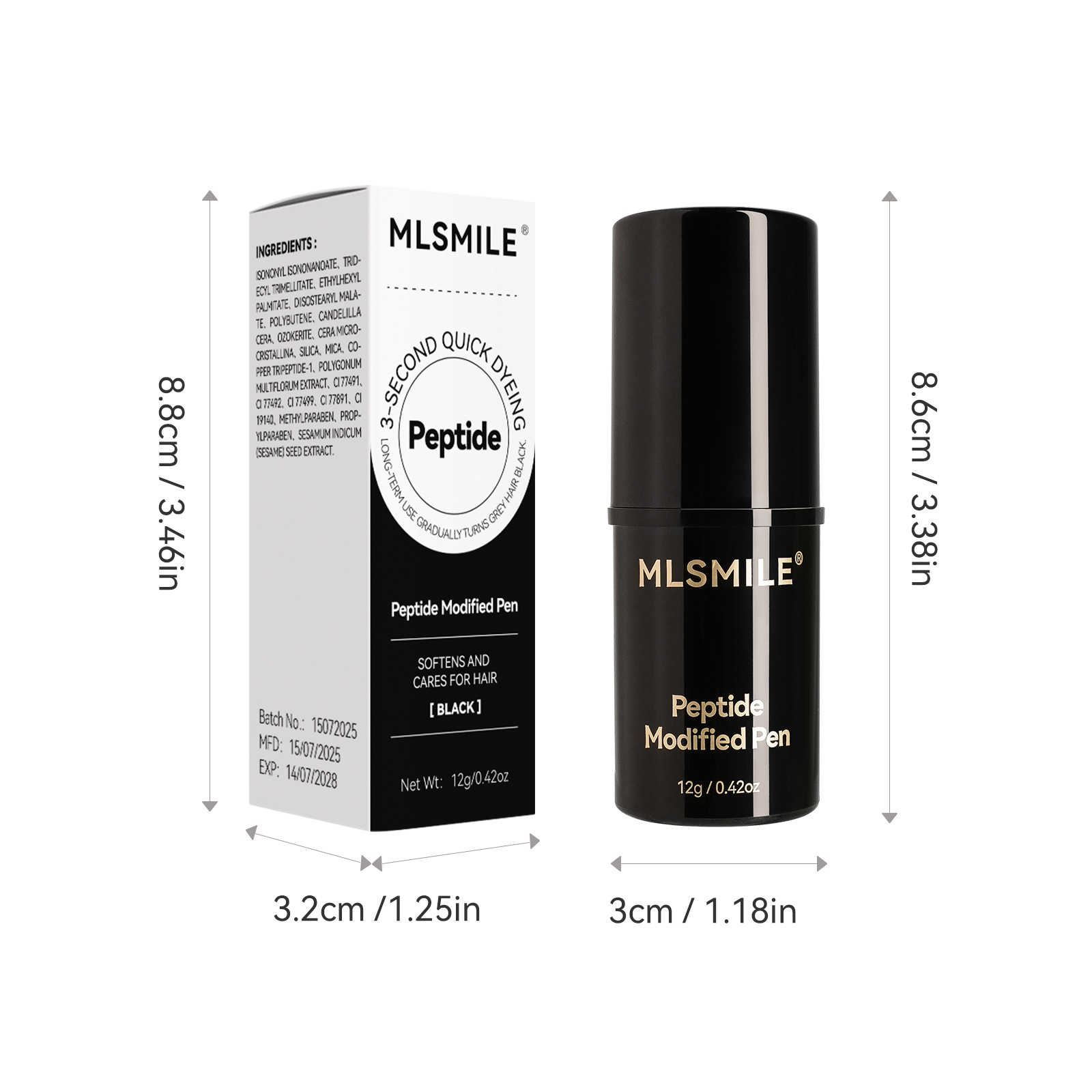 Mlsmile Cross-Border Patented New Products: Peptide Whitening Hair Comb, Disposable Hair Dye, Root Repair Hair Dye Stick Item Picture