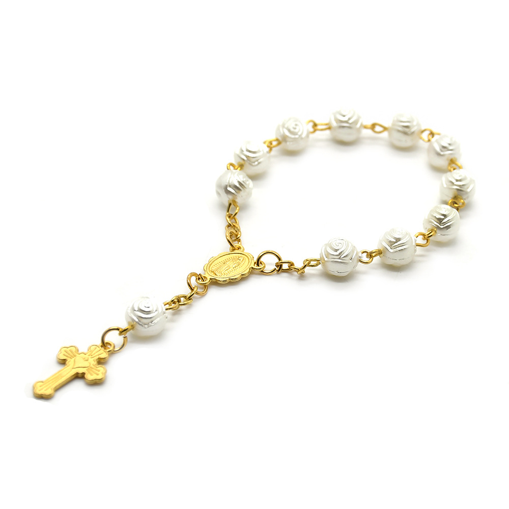 Amazon Europe and America cross-border wholesale prayer bead bracelets, heart angel wing bracelets, rose and pearl bracelets Specification image