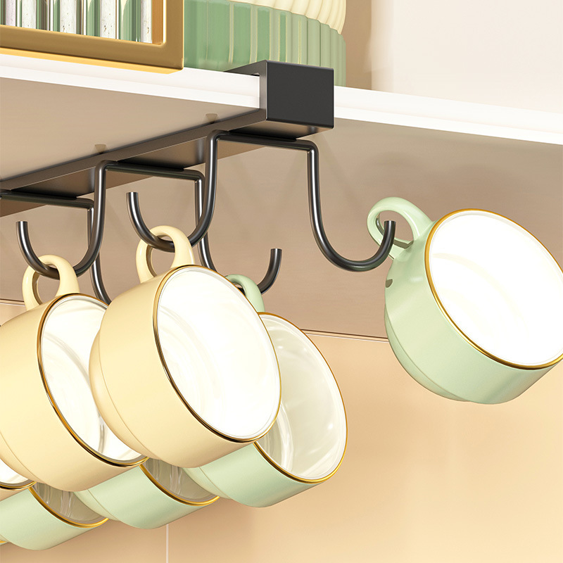 Kitchen hooks, cup storage racks, under-cabinet hanging racks, under-cabinet hooks, suspended spoon racks without drilling holes Specification image