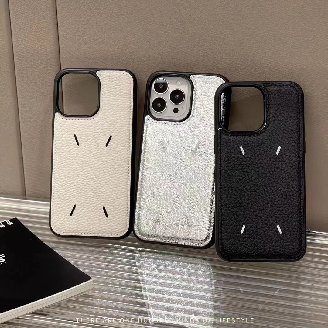 Solid-color embroidered leather is suitable for Apple 17ProMax phone cases. European and American 16 fashion 15 foreign trade 14 new style 13 trendy