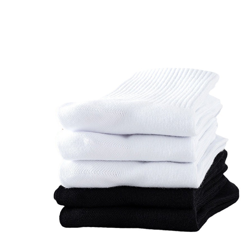 诸暨袜子纯色棉袜秋冬季抗菌吸汗防臭袜春夏运动短中长筒袜子男女白底实物图