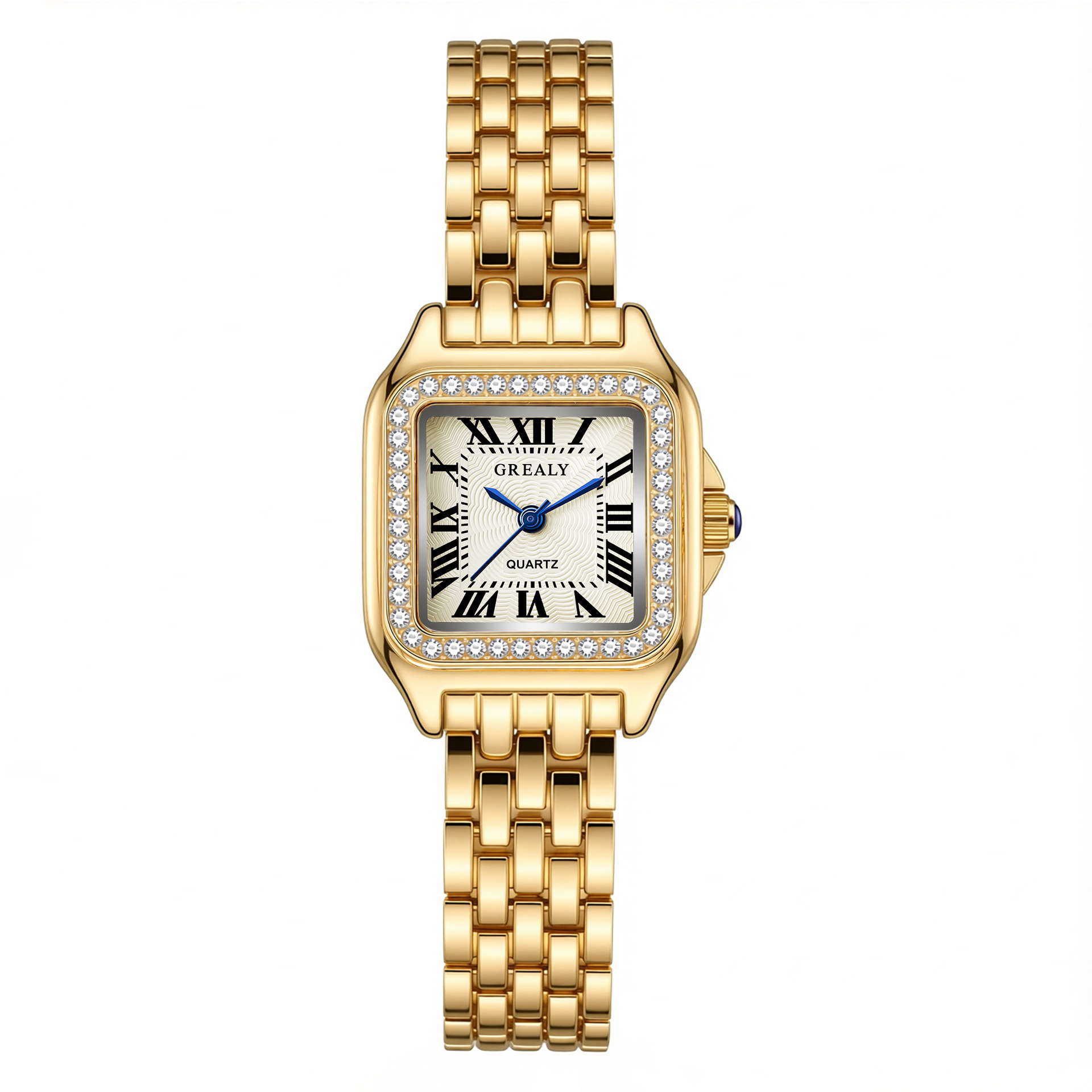 Cross-border women's best-selling square diamond-encrusted waterproof women's watch, retro quartz watch, new women's watch customization wholesale Item Picture