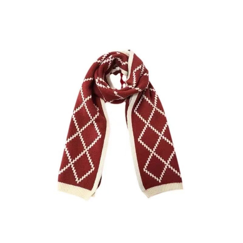 One-piece dropshipping, versatile new style 2025 autumn/Winter New Year Christmas gift, red knitted solid color scarf for women's winter warmth, Japanese-style street stall wholesale Item Picture