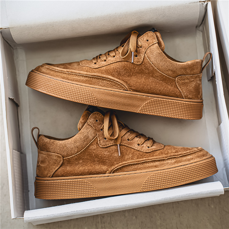 英伦风板鞋男新款春秋季复古低帮鞋运动休闲鞋潮流时尚纯色鞋子男