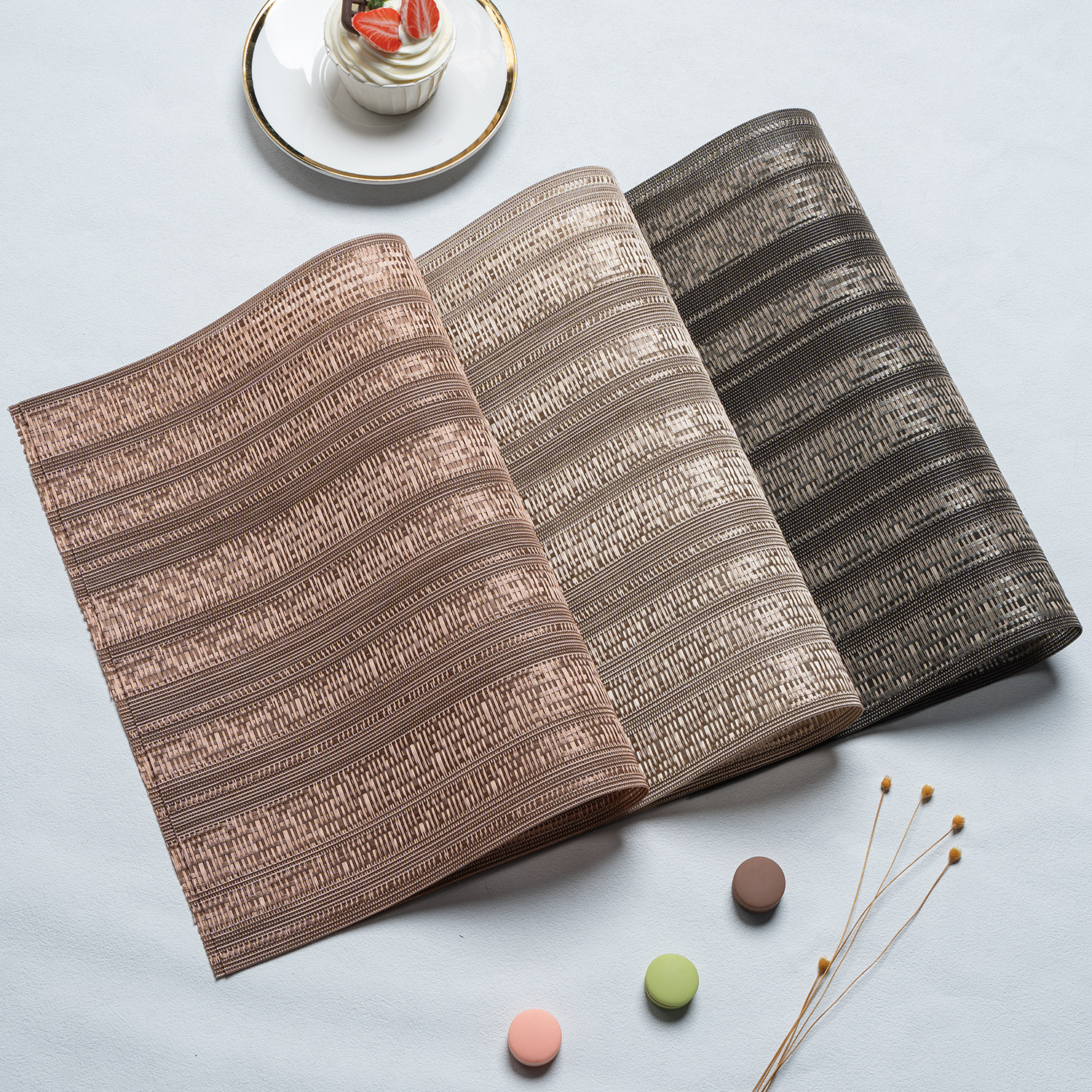 条纹欧式纯色西餐垫特斯林餐垫桌垫酒店防烫隔热咖啡杯垫盘垫碗垫