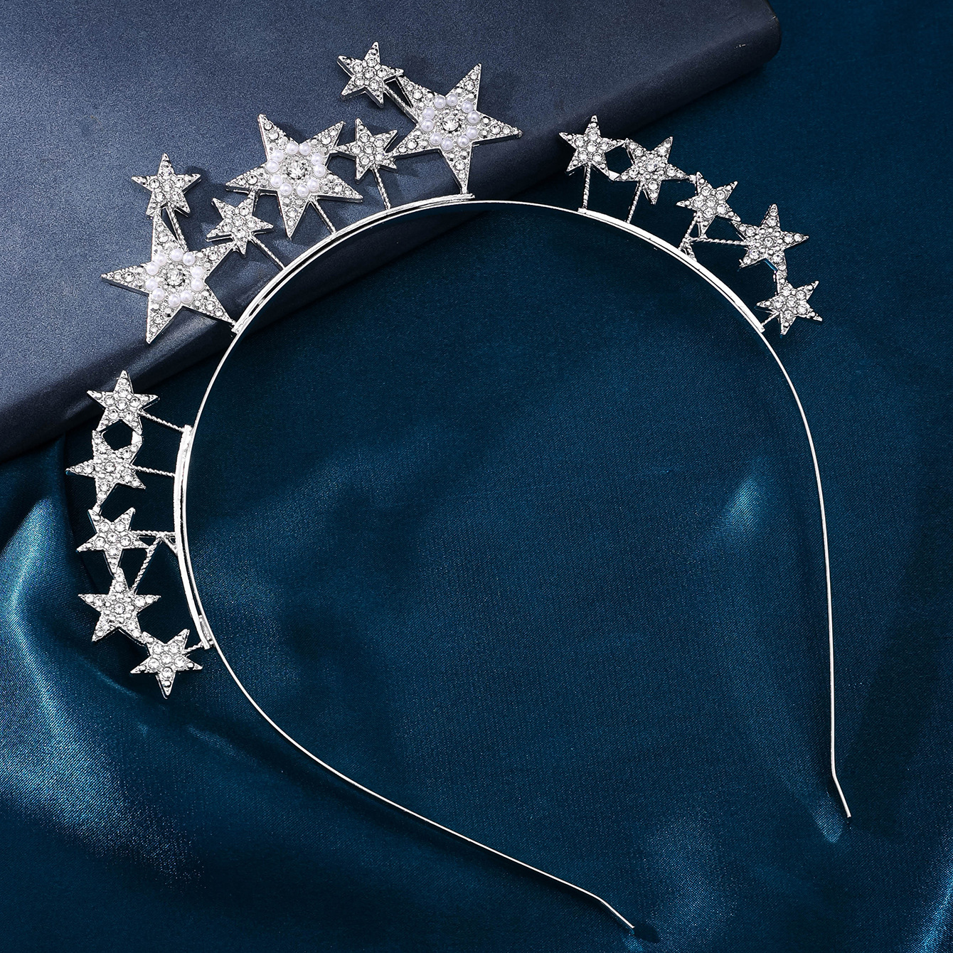 European and American party zinc alloy water diamond star headband, diamond five-pointed star, festival celebration hair accessory, crown fashionable headwear