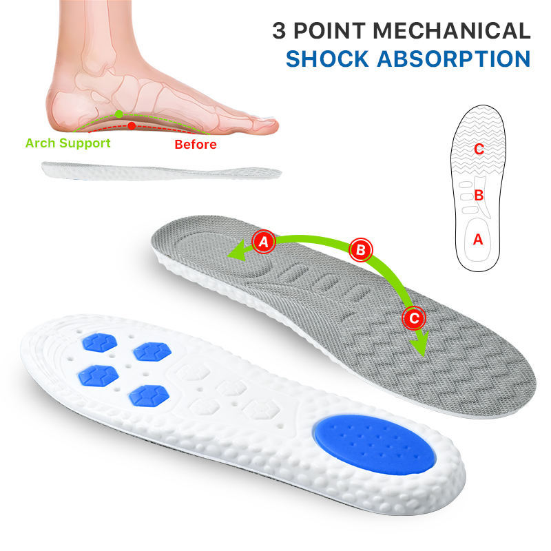 Plantilla deportiva colchón de aire amortiguador de choque entrenamiento militar anti-olor suela suave absorción de sudor transpirable comodidad sensación de pisar bosta arco de pie estilo masculino engrosado mujer details Picture