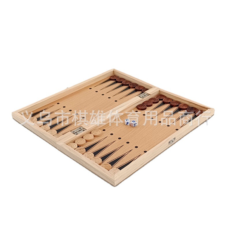 Factory direct sales: 3-in-1 chess set with European and American stickers, wooden folding, parent-child interactive, made of high-end materials Specification image