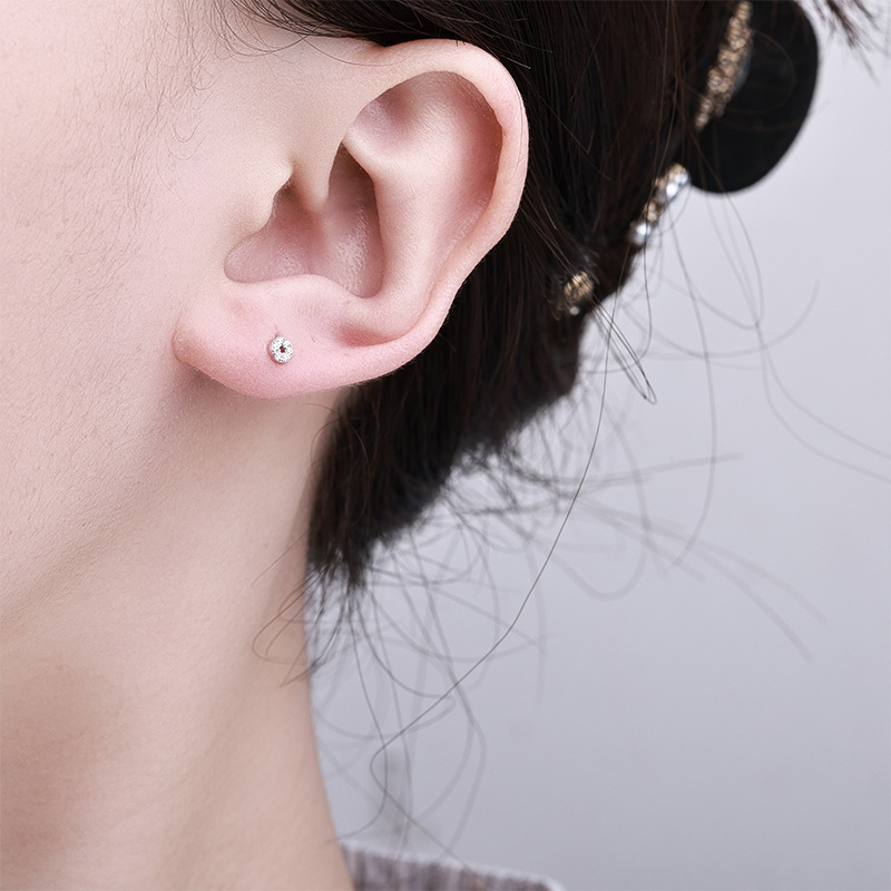 Zhuoheng's selected ear stud light Luxury retro earrings, a niche new style wholesale S925 all-silver, elegant full diamond zirconia ear stud earrings Specification image