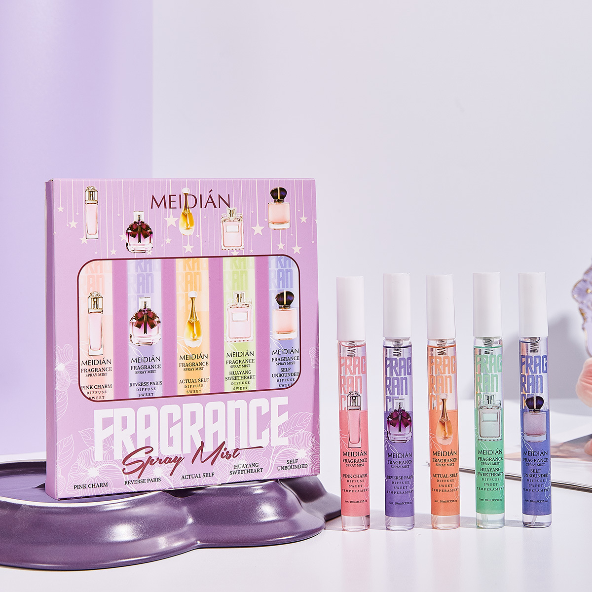 【 Cross-border Exclusive 】 Wholesale of 5-bottle MEIDIAN Fragrance Spray for Fresh, Light and Odor-Removing Perfume