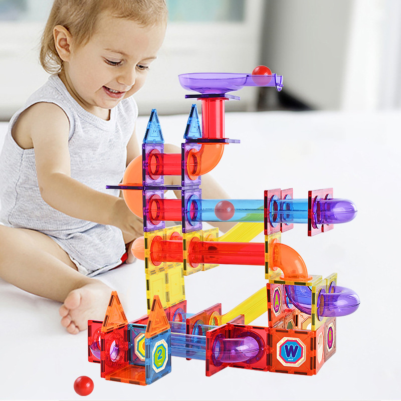 【 Customized Processing 】 Creative magnetic sheet pipe ball slide building blocks, versatile assembly children's educational toys details Picture