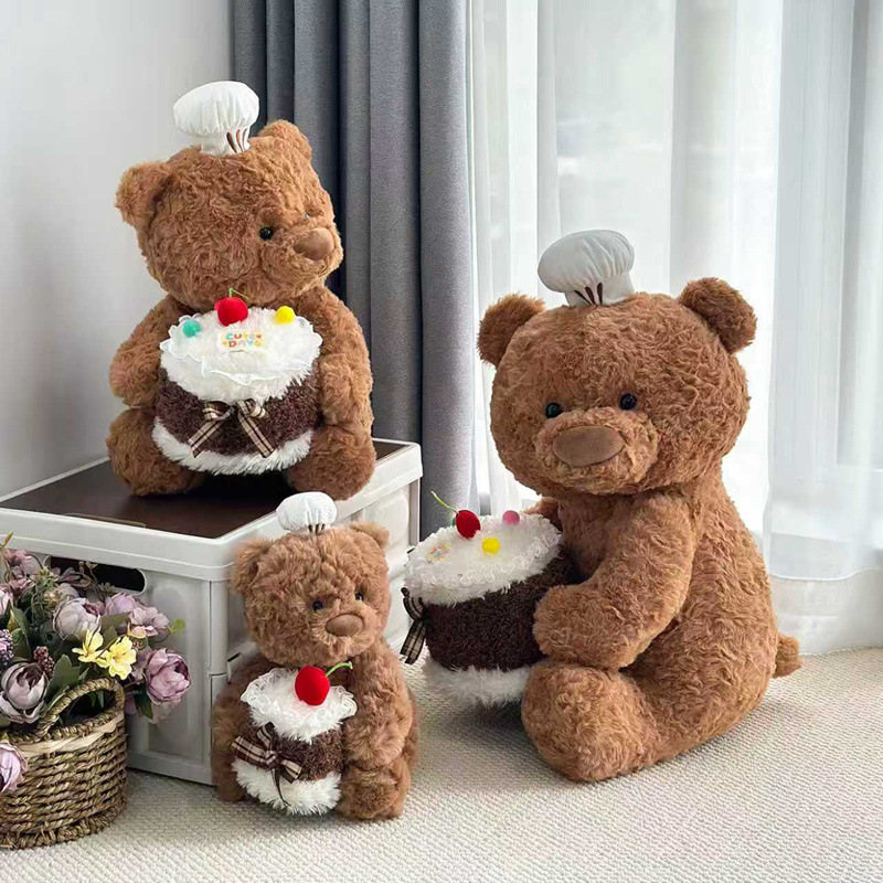 Cute Western pastry cake, teddy bear, plush toy, children's gift, throw pillow, birthday candle, big doll, Ryan Bear doll details Picture