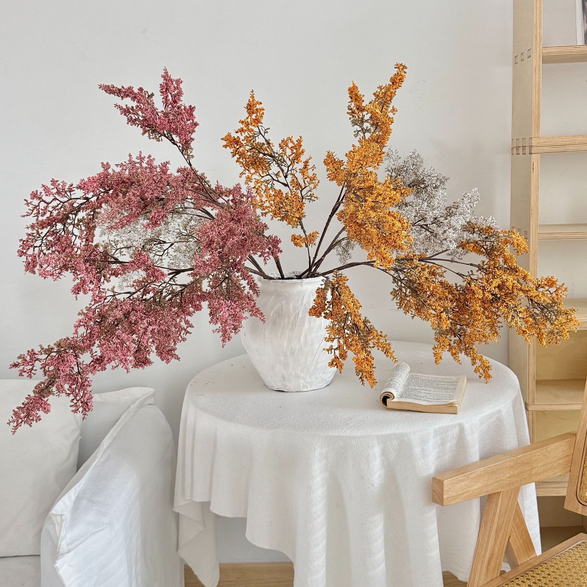 雾凇仿真绿植假花束摆件侘寂风客厅餐桌插花干花花艺装饰摄影道具