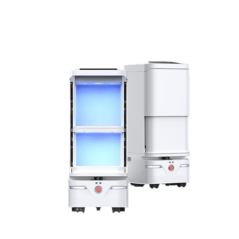 The Red Sun Technology hotel robot can deliver food, takeout and meals by voice and take elevators. It is an intelligent delivery robot for hotel rooms