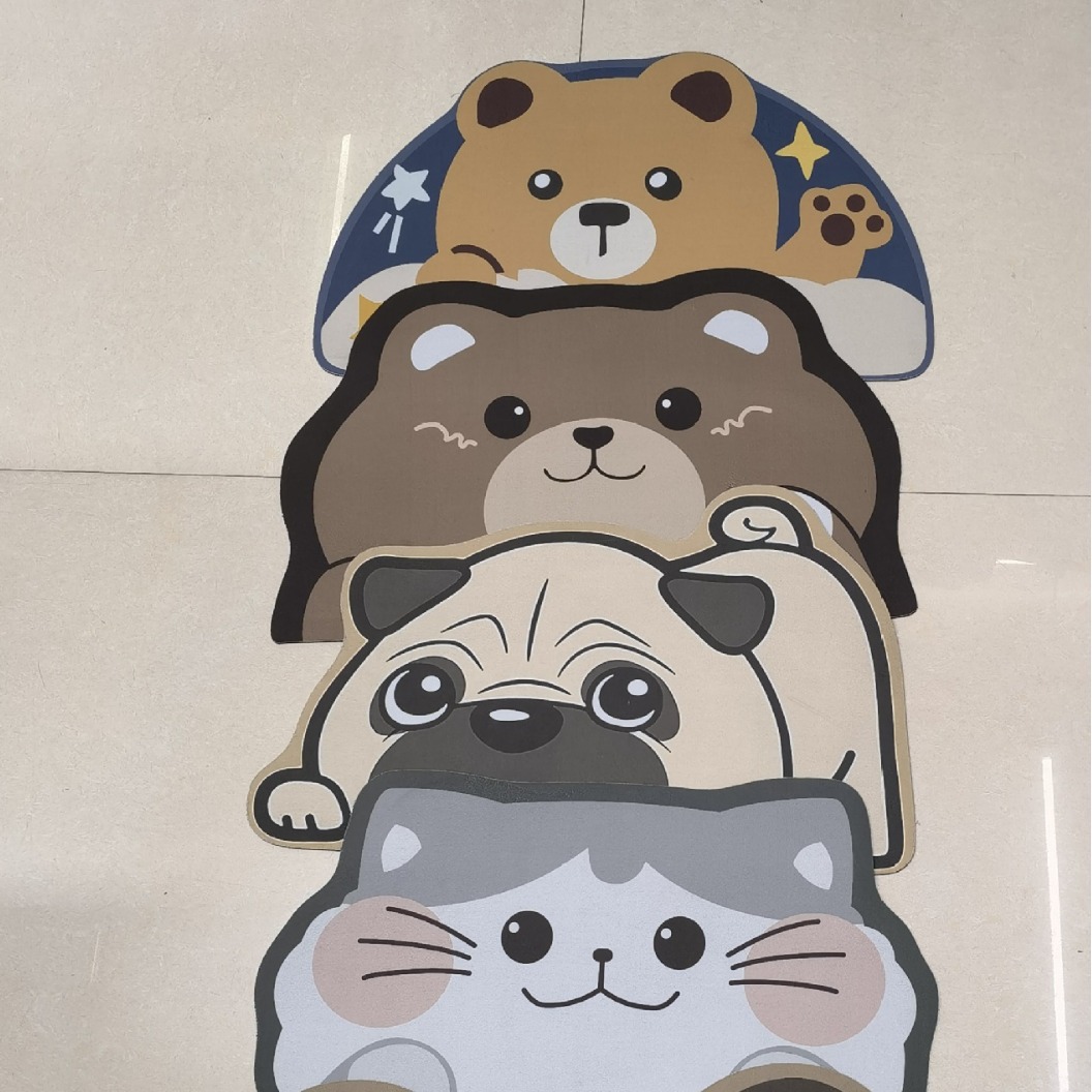 卡通图案造型游戏硅藻泥科技绒橡胶防滑吸水室内立体感柔软地垫白底实物图