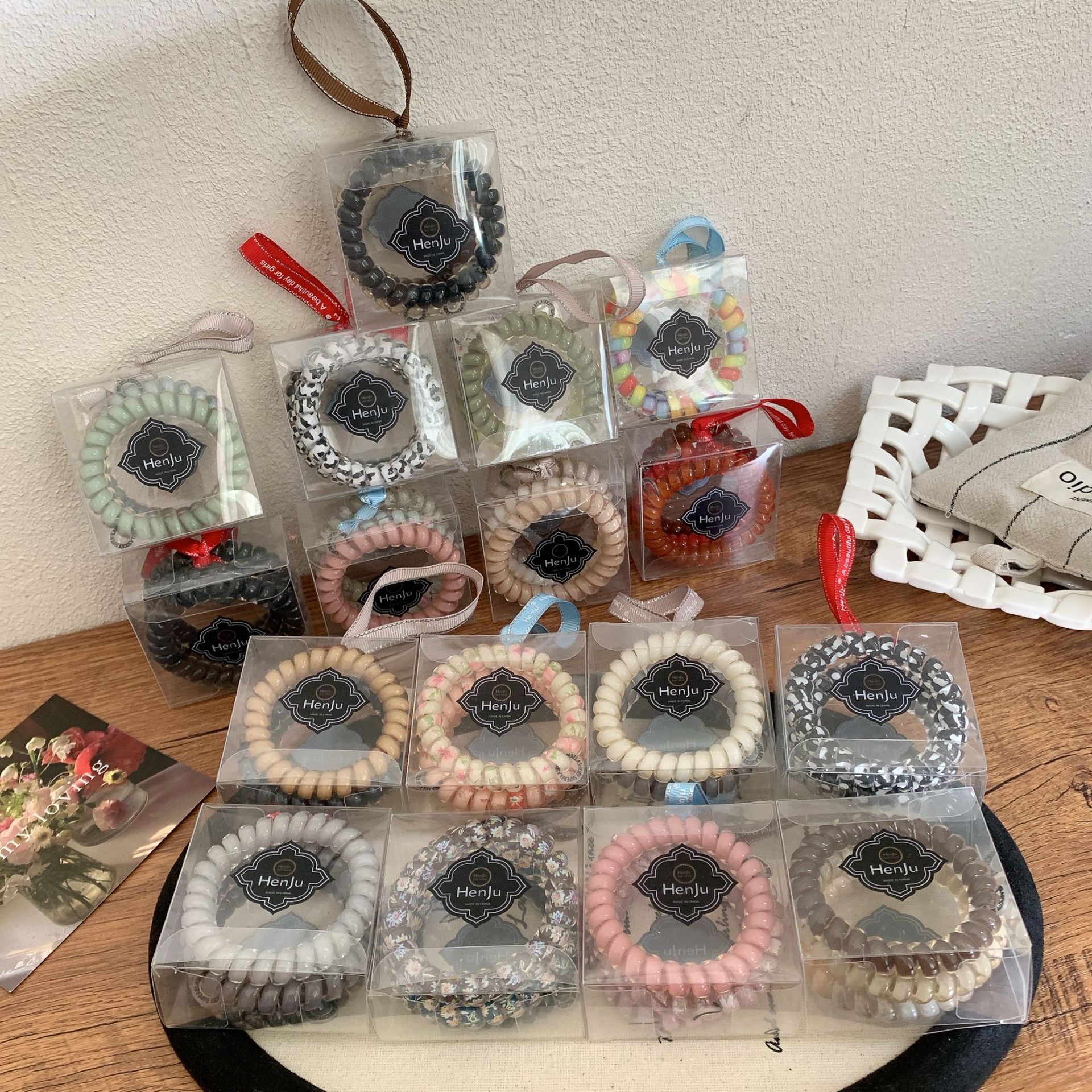 3根装不伤发头绳简约电话线发圈头饰高弹力耐用皮筋扎头马尾发绳产品图