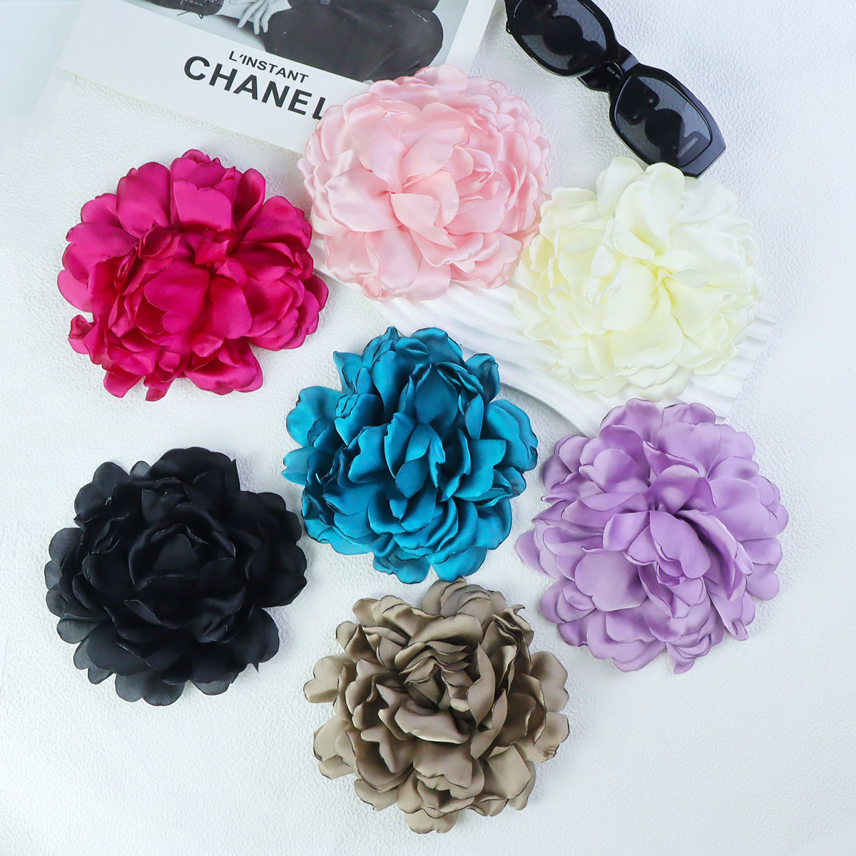 14cm缎面爱心花瓣手工diy发饰头饰配件辅料玫瑰花多层花瓣设计