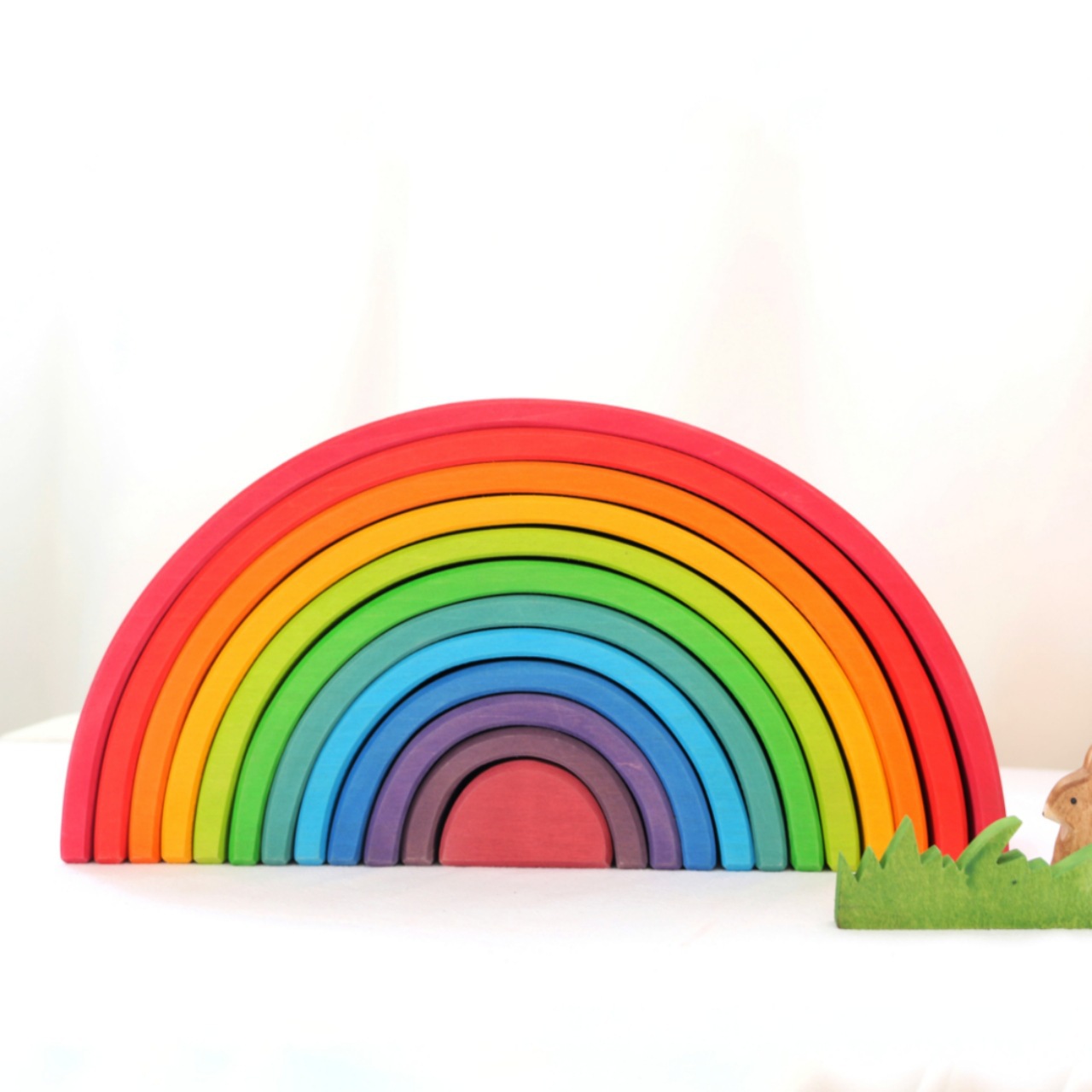 大号12片彩虹拱桥积木方形三角形创意叠叠乐儿童益智玩具