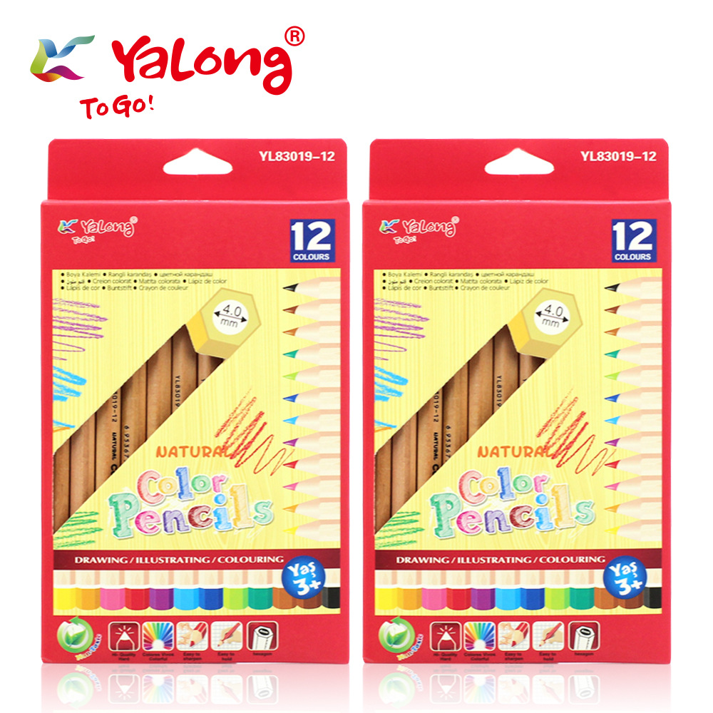 Yalong Solid Wood Colored Pencils, natural wood hexagonal large set design, colored pencils, children's drawing lead Specification image
