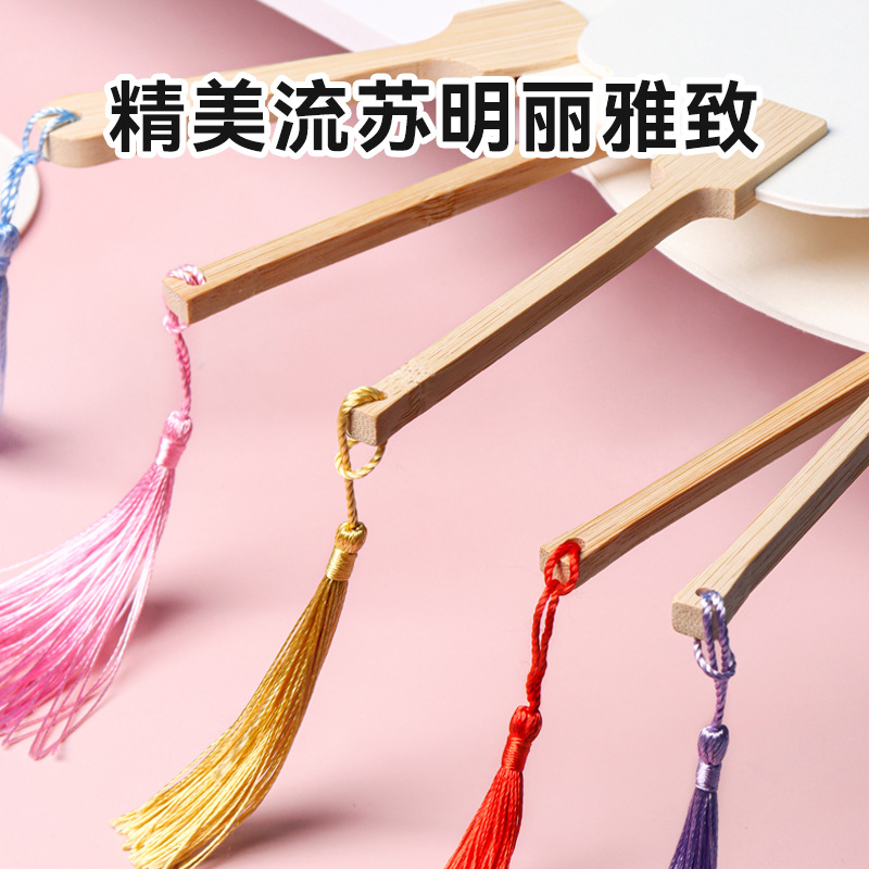 Intangible cultural heritage lacquer fan, blank fan, ancient style diy, inscribed lacquer fan material package, thickened Xuan paper round fan, float lacquer fan customization Specification image